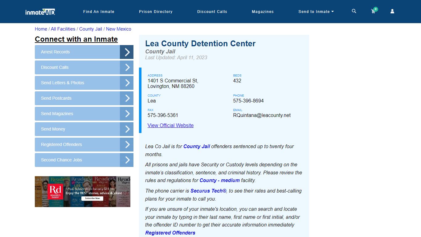 Lea County Detention Center - Inmate Locator