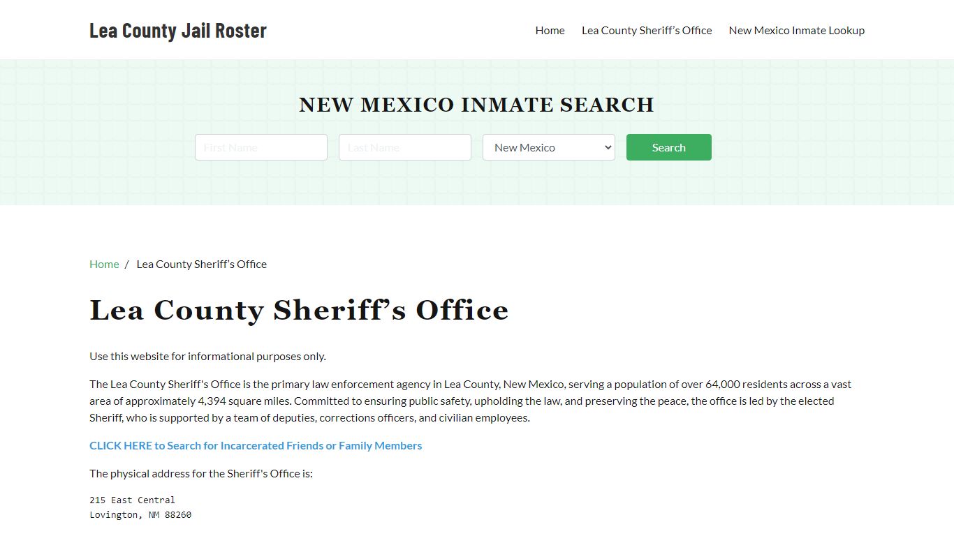 Lea County Sheriff Office, NM, Arrest Warrants Search